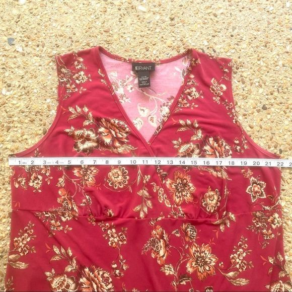 Lane Bryant Floral V-neck Red Tank Size 14 16 14/16 - Picture 6 of 8